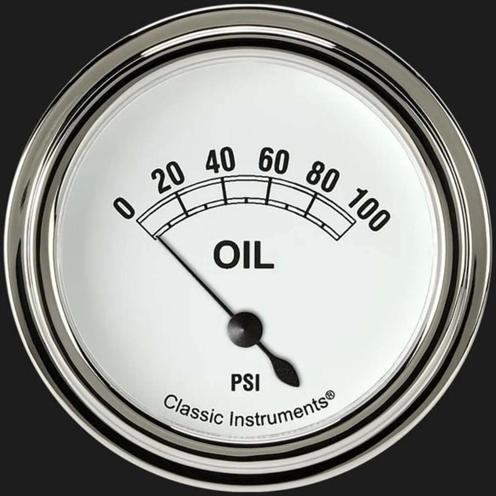 Classic White 2 5_8_ Oil Pressure Gauge CW281SLF